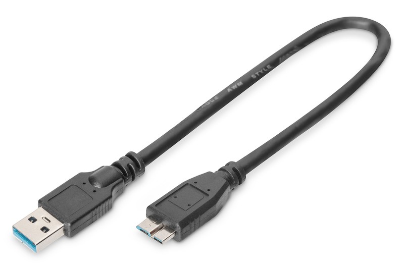 USB3.0 Cable 0,25m USB A/microUSB B M/M Black 0,25m